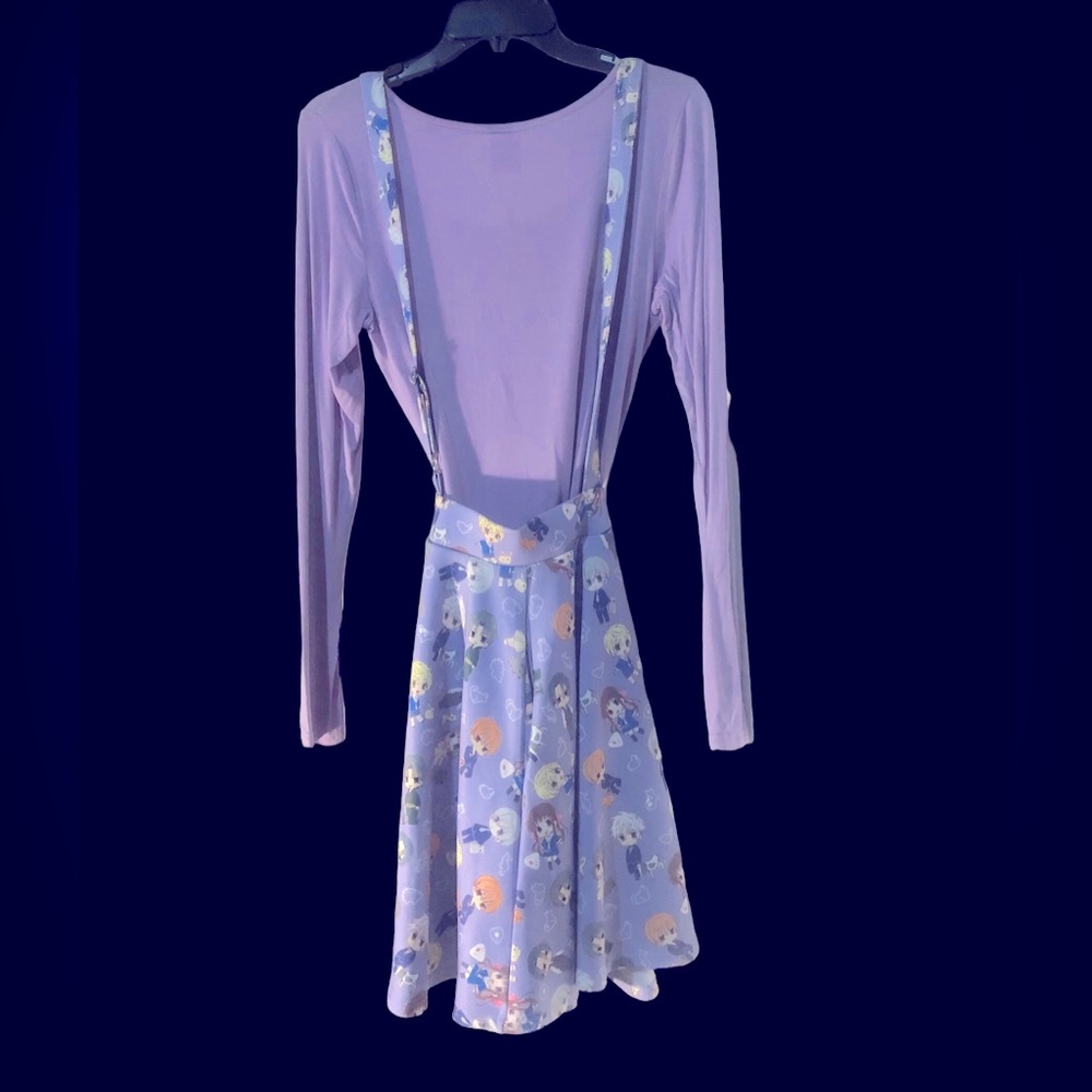 NWT Anime Bundle Hot Topic Suspender Skirt w Lilac Long Sleeve Top. Both Medium